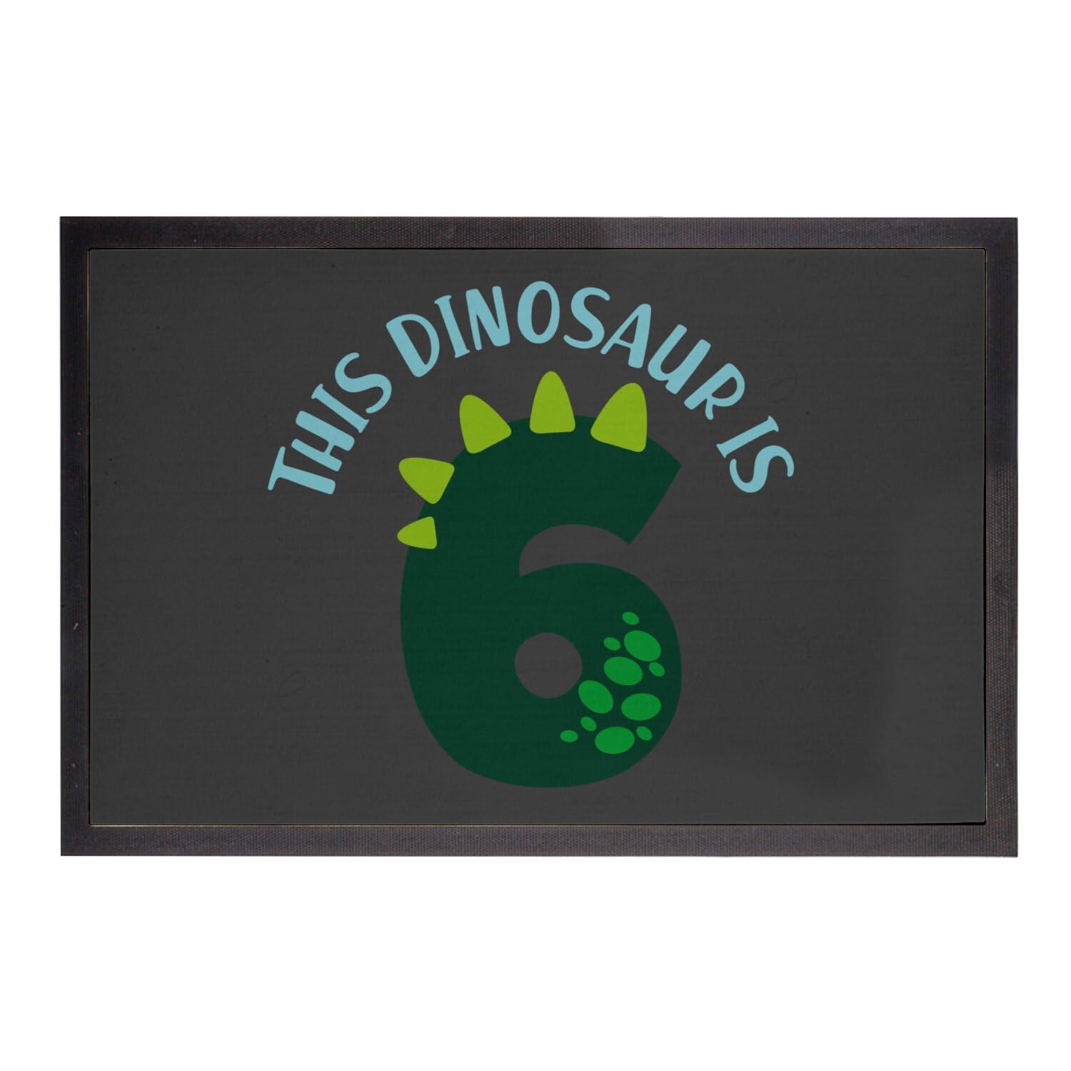 Paillasson noir dinosaure 6 ans déco anniversaire pour entrée chambre enfant