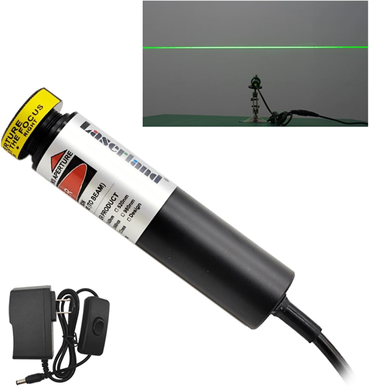 532nm Focusable Green Generator Line Module for Halloween Scary House Laser Swamp Laser Pond Haunted House Garden Yard Decoration NOT for Alignment (Class IIIr 12V with Adapter and Mount)