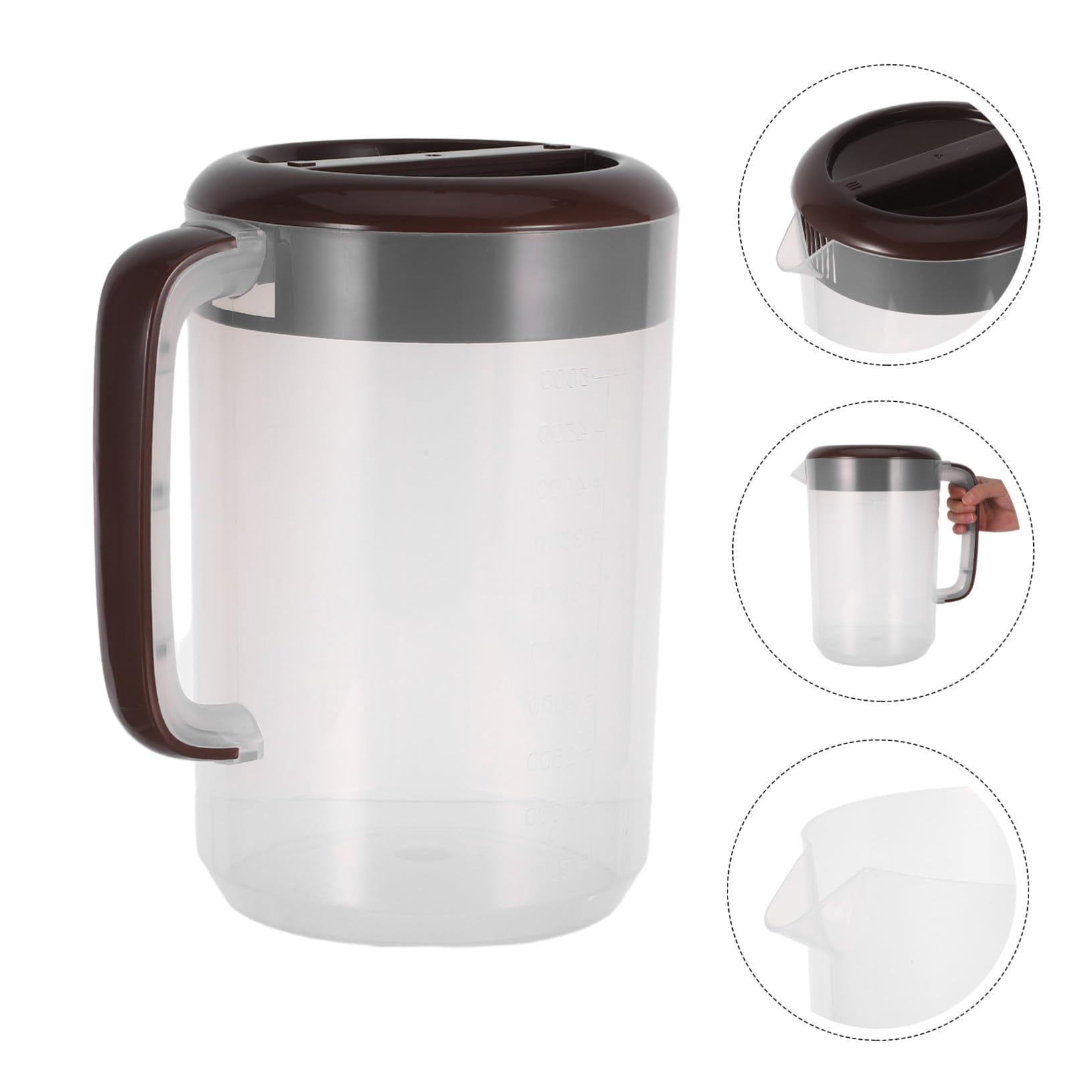 PRETYZOOM Jarra de Agua Grande con Tapa y Asa Jarra con Escala para Bebidas Frías y Calientes Resistente Material PP Reforzado para Cocina y Nevera