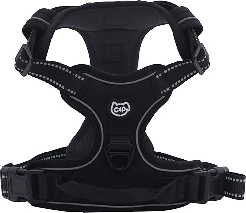 Miniatura 7 de C4P Arnés para perros medianos, sin tirones, chaleco para perro, arnés para entrenamiento, tira reflectante totalmente ajustable, sin