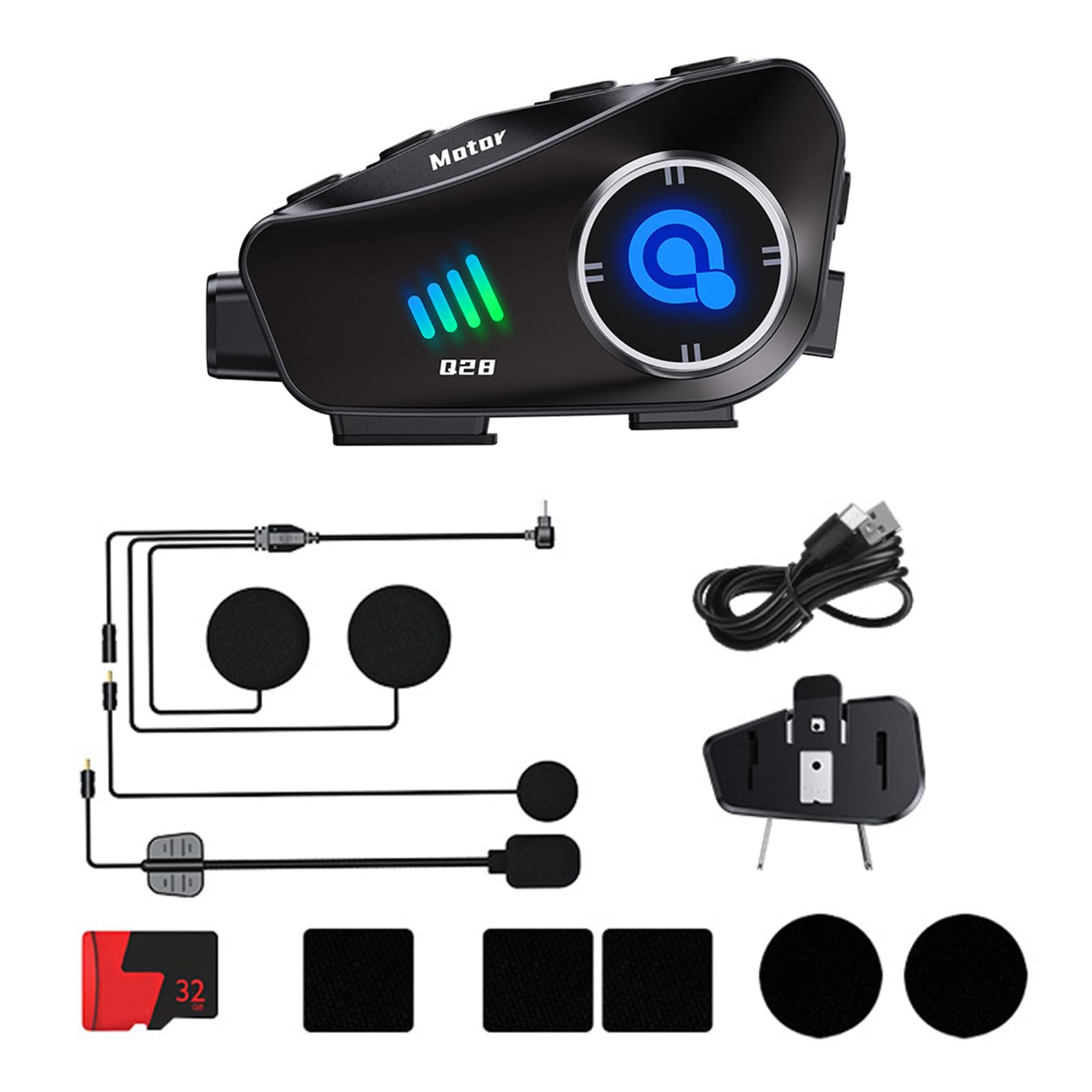 Helmets - Intercomunicador compatible con Bluetooth con grabadora de conducción 1080P 120°, auriculares de 360 grados, cámara