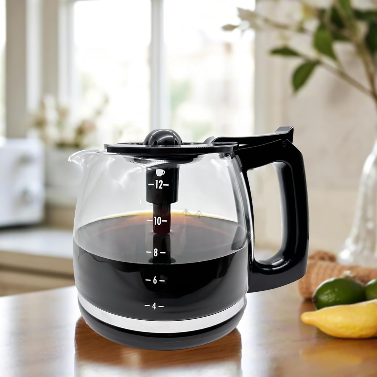 Universal Adjustable Glass Coffee Carafe, 12-Cup, Compatible with Mr. Coffee, Black+Decker, Hamilton Beach, Cuisinart, Height Adjustable 5.8 to 6.7 inches (148-170mm) - Image 6