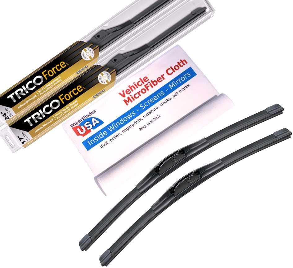 Lâminas de Limpador Premium Trico Force para BMW M3 Conversível 2011 - Conjunto com Pano de Microfibra para Interior do Carro