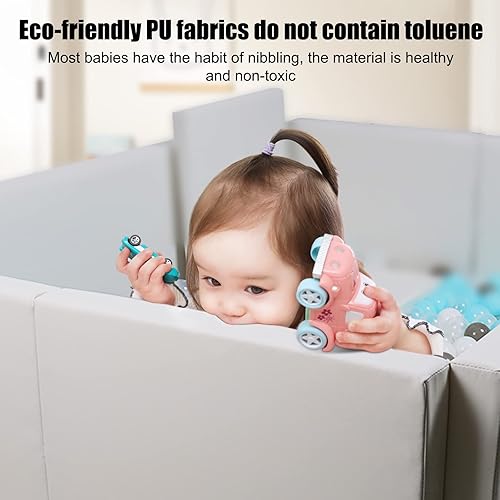 Miniatura 3 de TRENDBOX Piscina de bolas de espuma suave súper grande plegable de esponja para gatear, parque infantil, rosa y gris (2-gris)