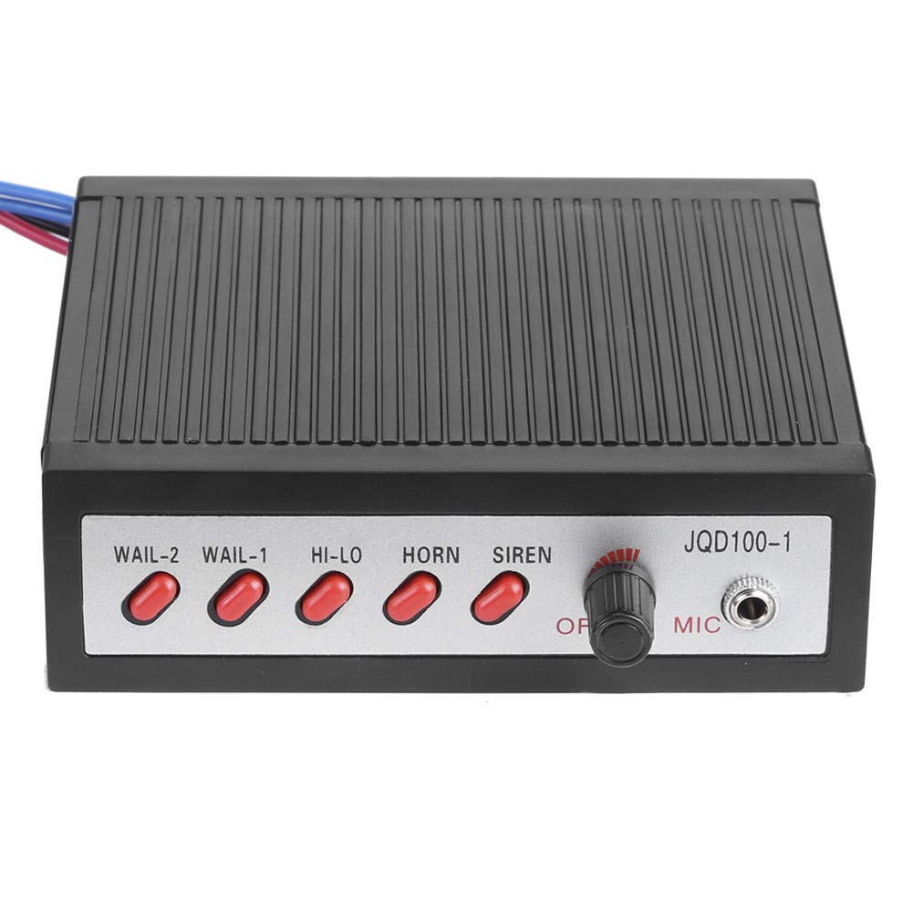 Naroote Altavoz de Sirena Ruidoso de 5 Tonos para Advertencia de Seguridad del Coche, Bocina de Sirena Potente de 100W, Alarma Electrónica Negra Compacta, Fácil Instalación