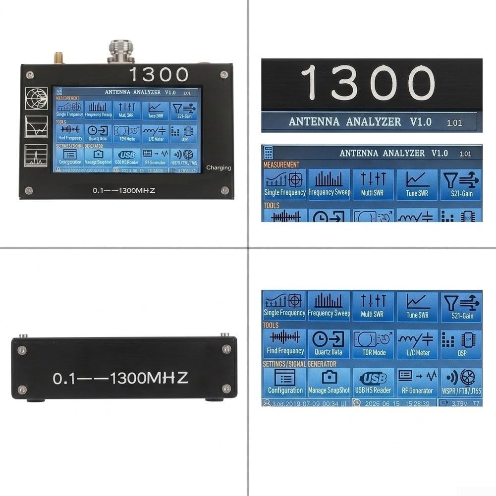 Analizador de antena 0.1-1300MHz SWR Medidor portátil
