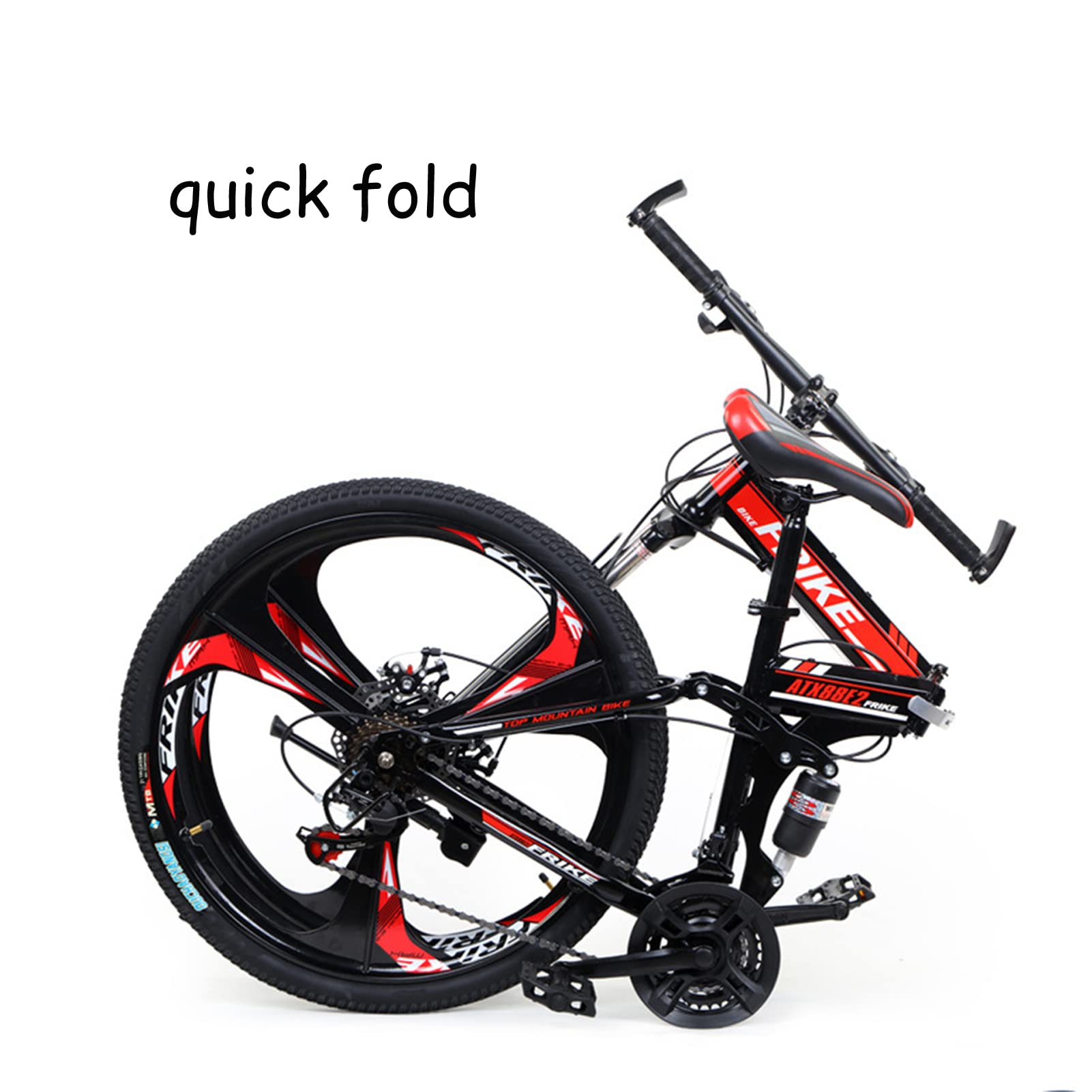 Amazon | 折りたたみ式マウンテンバイク、フルサスペンション高炭素鋼