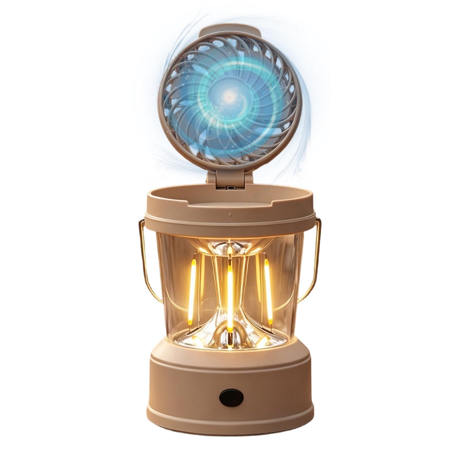 Lanterne de camping avec ventilateur portable, lampe de camp électrique pliable haute luminosité