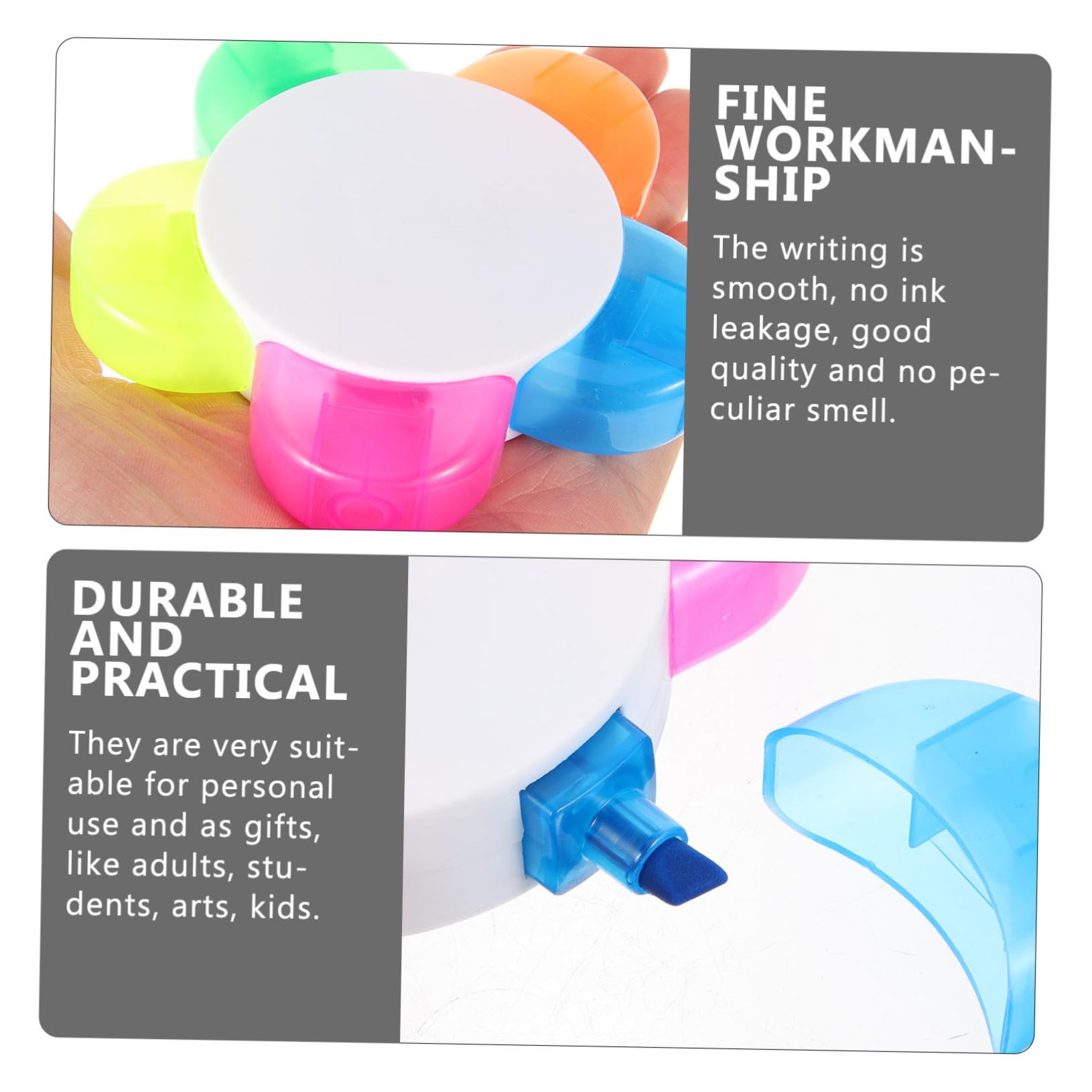 10pièces Surligneur Forme de Pétale à Couleurs Marqueurs Fluorescents Stylos pour Notes Étudiant et Fournitures Scolaires