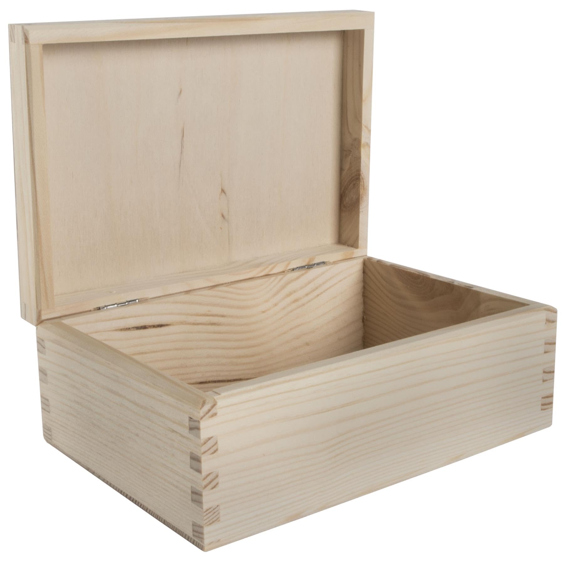 WooDeeDoo Small Rectangular Wooden Box with Hinged Lid – 16.5 x 11.5 x 7 cm Plain Pine Storage for Crafts Keepsakes Jewellery Trinkets Gifts DIY Personalised Decoration Unpainted Natural Wood — image 1