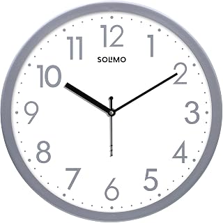 Amazon Brand - Solimo Elegant Metallic Analog Wall Clock, Silent Sweep, Numeric Time Indicator (12 Inches, Silver Frame) Price In India