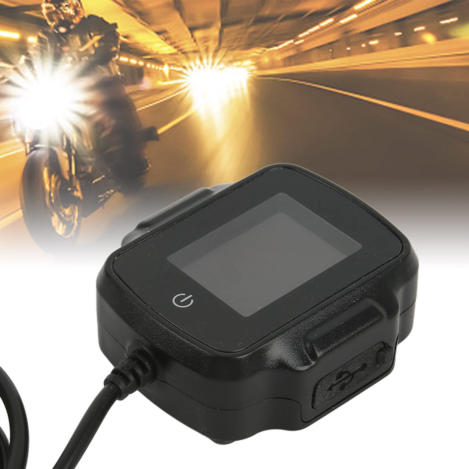 TPMS para Motocicleta, Resistencia a la Intemperie TPMS para Motocicleta con 2 Sensores Externos, Pantalla de Alta Precisión con Carga USB de 12 V