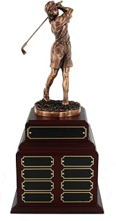 SHOP AWARDS AND GIFTS Perpetual Female Golf Trophy with 16 Plates