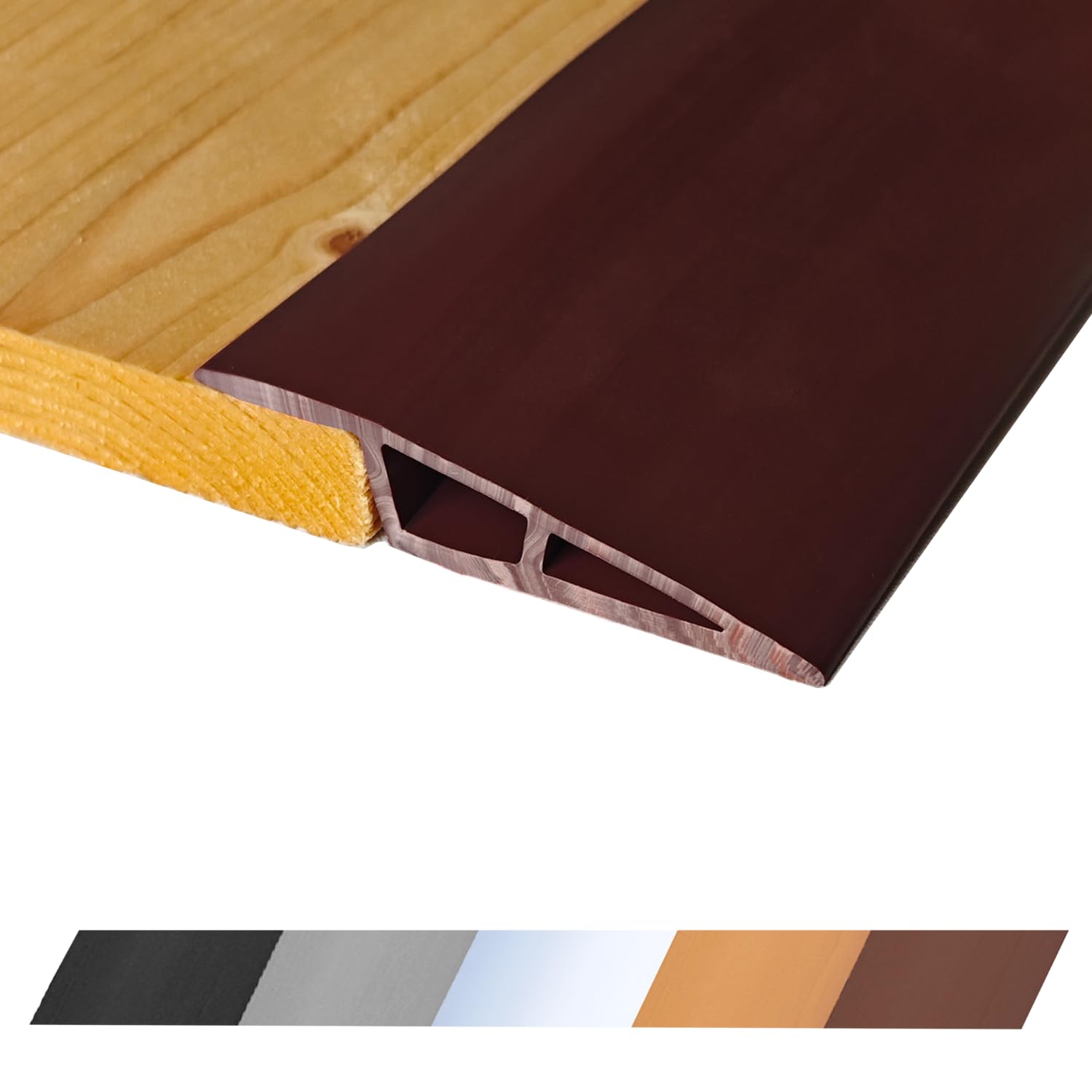Photo 1 of 1/2" to 3/5" Height Threshold Ramp - Rubber Threshold, Floor Transition Strip, Wheelchair Ramp, Door Strip, Carpet to Tile Strip (Brunette Brown, 80 inches)