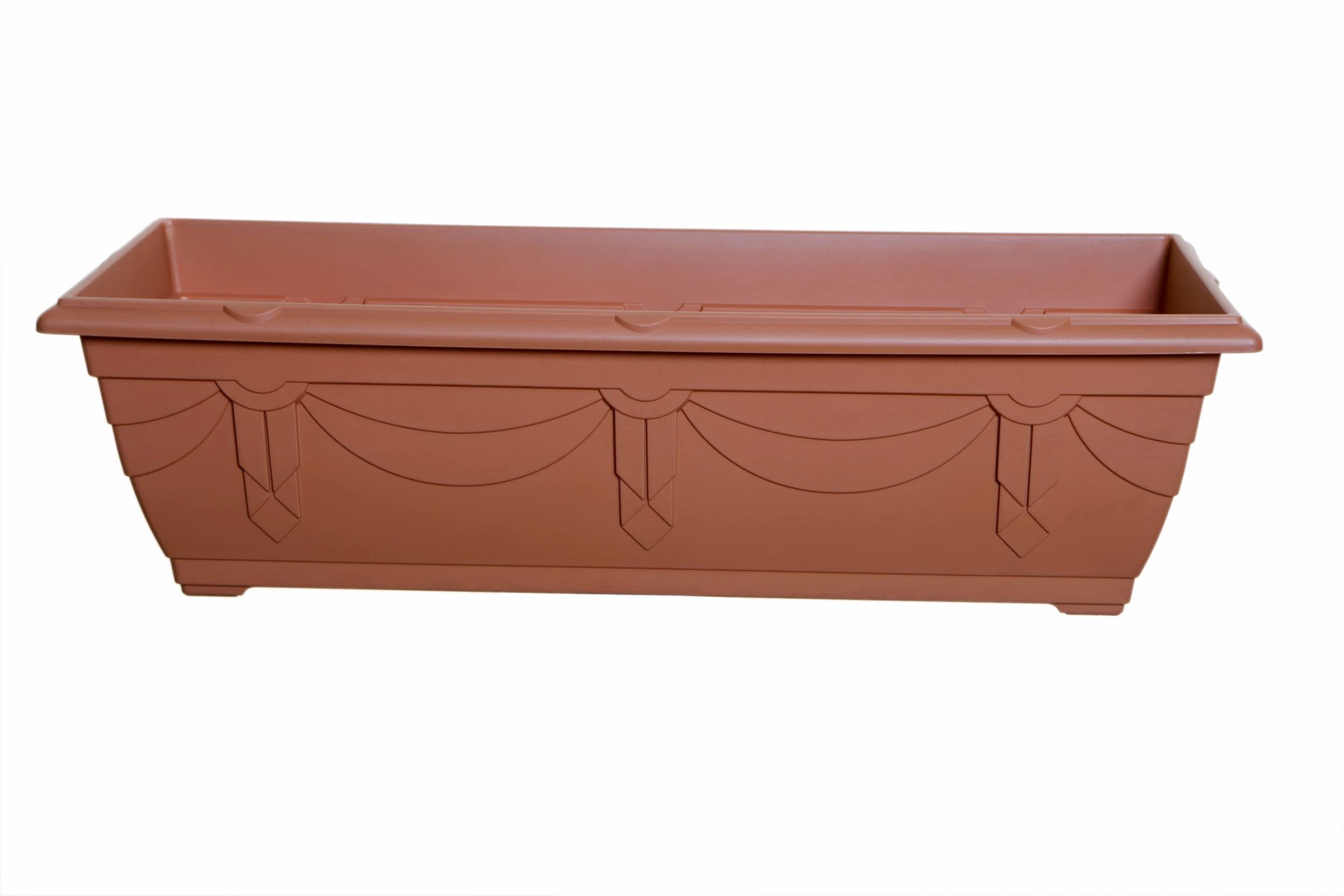 Whitefurze 60Cm Slim Plastic Venetian Window Box Trough Planter Pot Terracotta Colour from B&Q