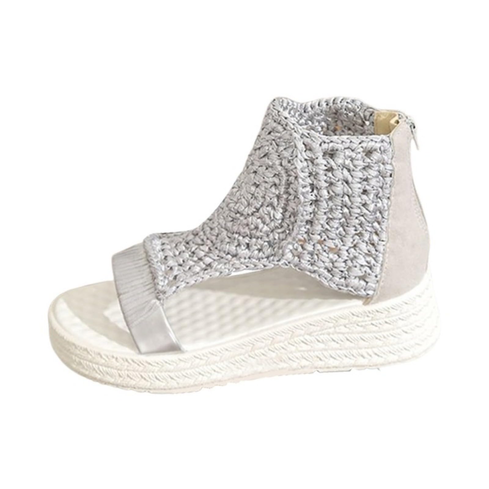 Sandalias Tacón Plataforma Mujer, Sandalias Tacón plano Cremallera
