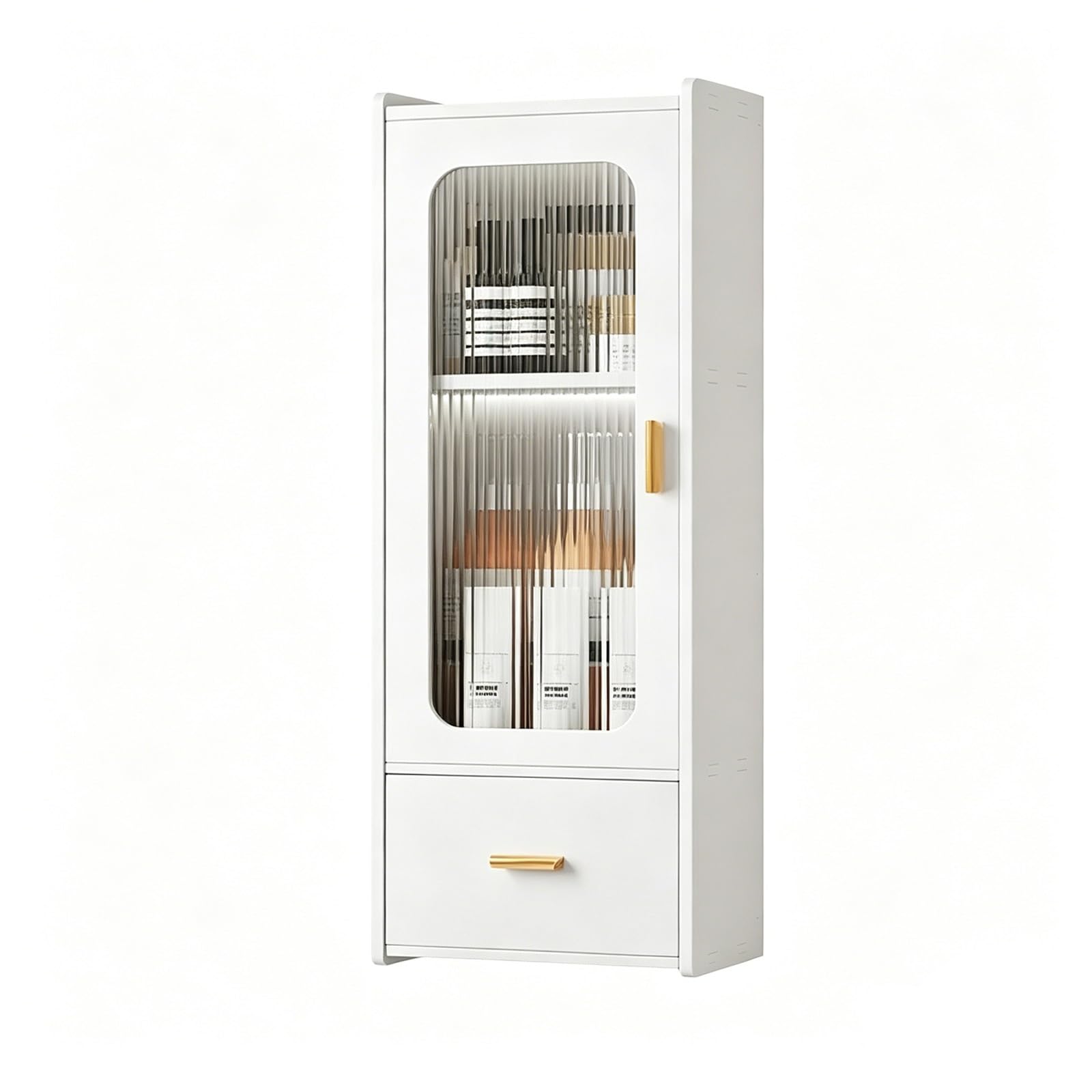 Over the Toilet Storage Cabinet with Doors, Freestanding Above Toilet Organizer, 2-Tier Humidity-Proof Bathroom Space Saver Shelf(ChgDoor DrawerTissue 23.6x11.8x6.3in)