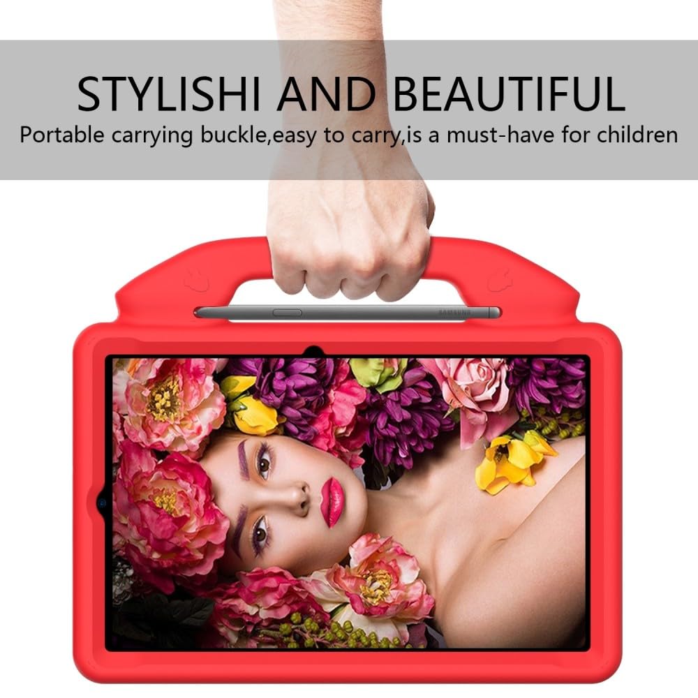 Generic Compatibile con Samsung Galaxy Tab A 10.1 2019 SM-T510 T515 (Colore: Rosso) Custodia rigida antiurto in silicone con supporto