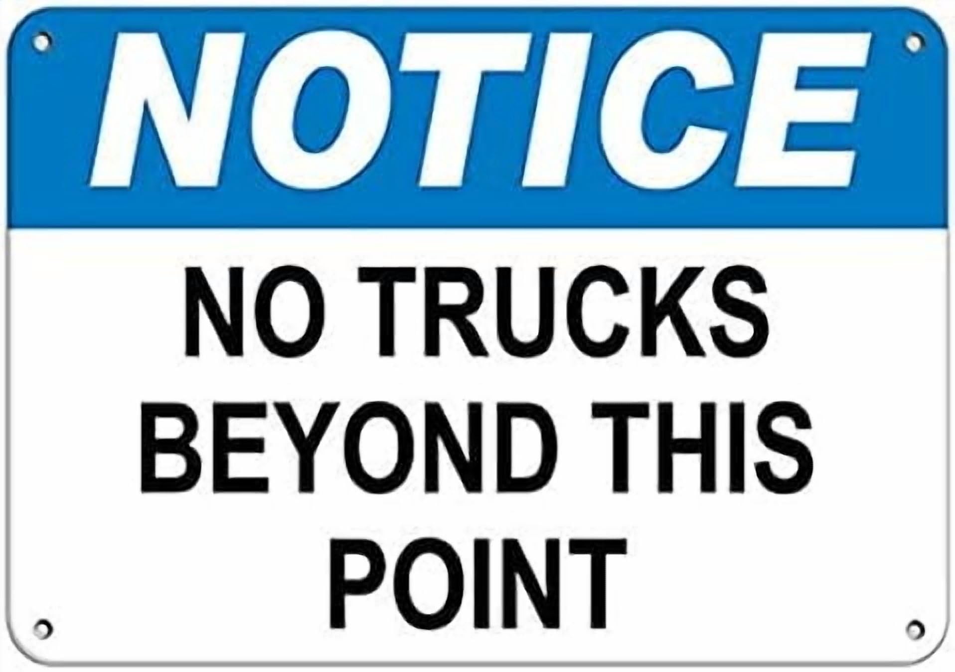 (2-Pack) Warning Metal Tin Sign Notice No Trucks Beyond This Point Hazard Signs Road 12X8 Inches