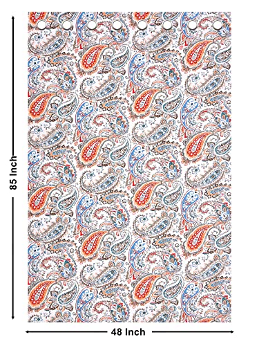 Image of LINENWALAS Cotton Curtains for Long Door Set of 2, Linen Textured Doors Curtains for Home Decor, Hangs Elegantly with Eyelet Rings (4.5ft x 6 ft,) Multicolor Paisley