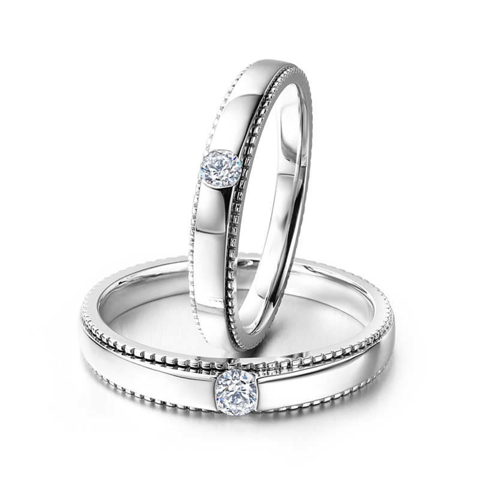 Anillo de compromiso para hombre de platino con diamante blanco de 0,13 quilates, de plata Pt950, talla 54 (17,2)