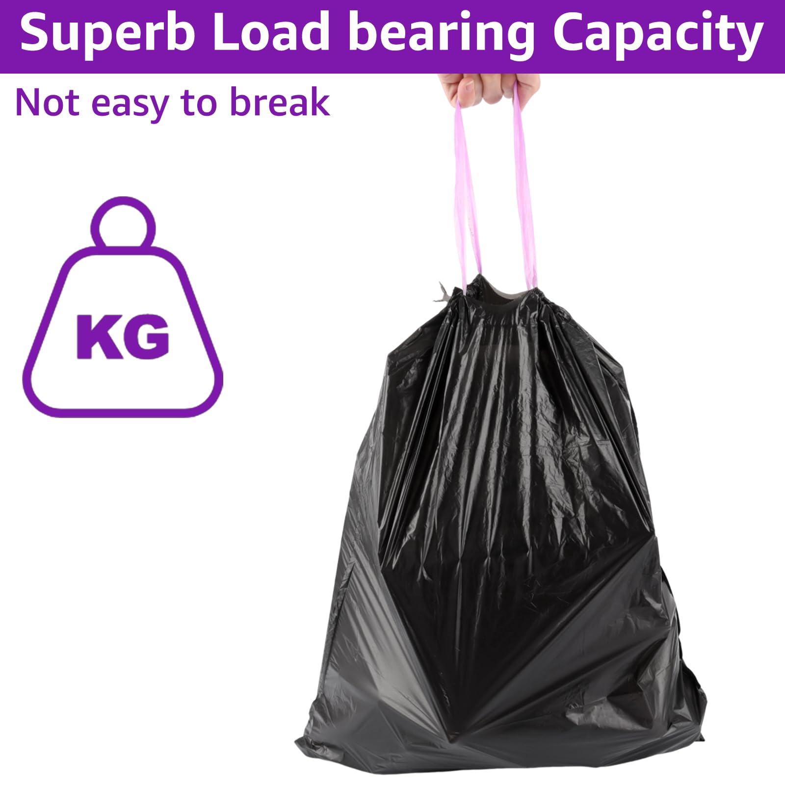 Lot De 200 Sacs Poubelles à Cordon, 20 Litres - 50 X 55 Cm - Extra