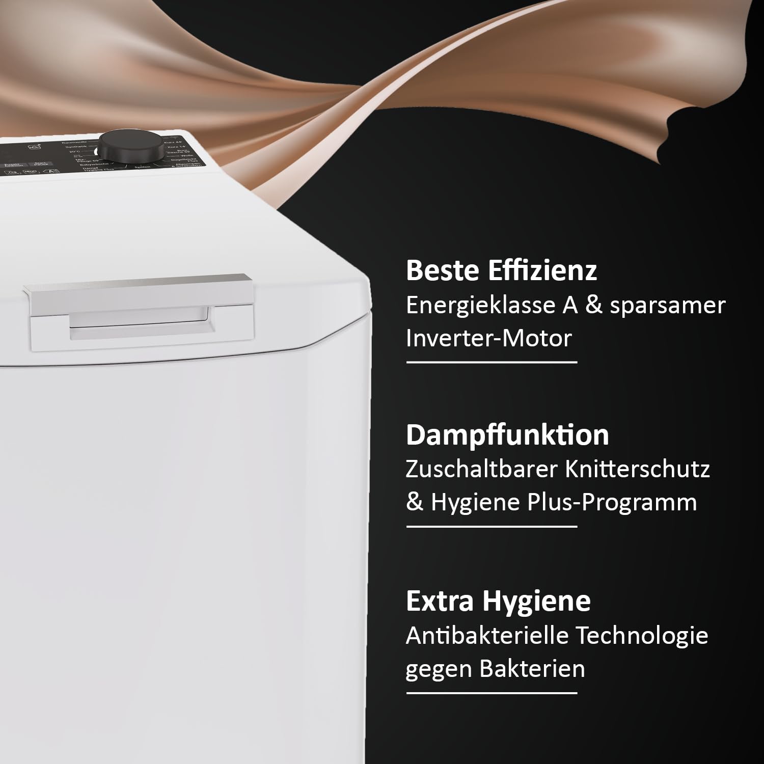 Haier Toplader Waschmaschine 40 cm 7 kg 1400 U/min A-Effizienz Inverter-Motor Wi-Fi Dampffunktion THASNQ476TM5-84