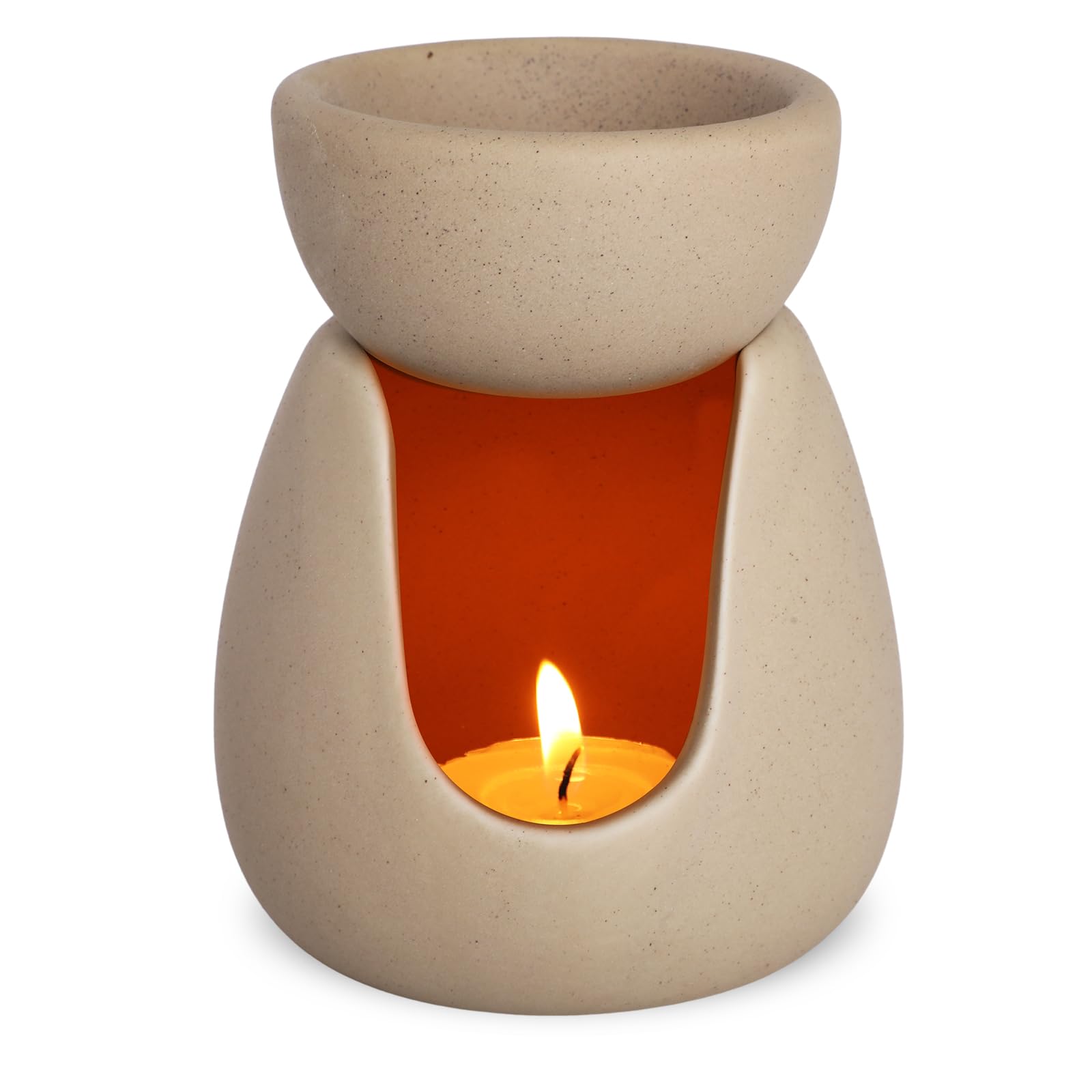 WD&CD Wax Melt Burner Wax Burner, Ceramic Oil Burners Aromatherapy Holder Candle Scented Diffuser Home Bedroom Decor, Yellow
