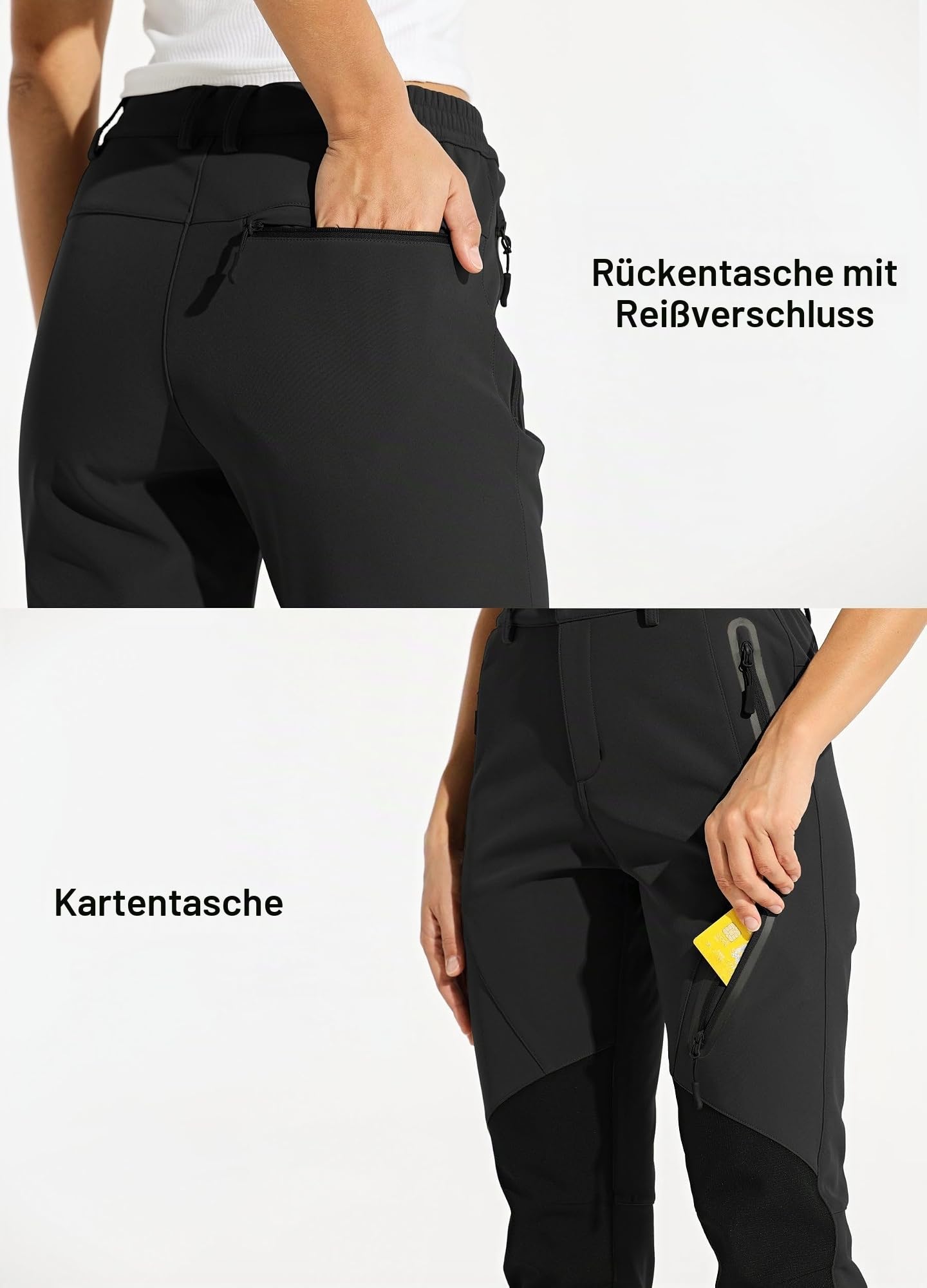 WILLIT Damen Schneehose Thermohose Gefüttert Wanderhose Fleece Wasserdicht Softshellhose Skihose Warm Trekkinghose Winter Outdoorthose Isoliert Kaltes Wetter