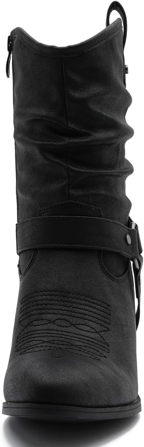 GLOBALWIN Women's Mid Calf The Western Cowgirl Boots Fashion Cowboy Boots For Women Chunky Low Heel - Image 4