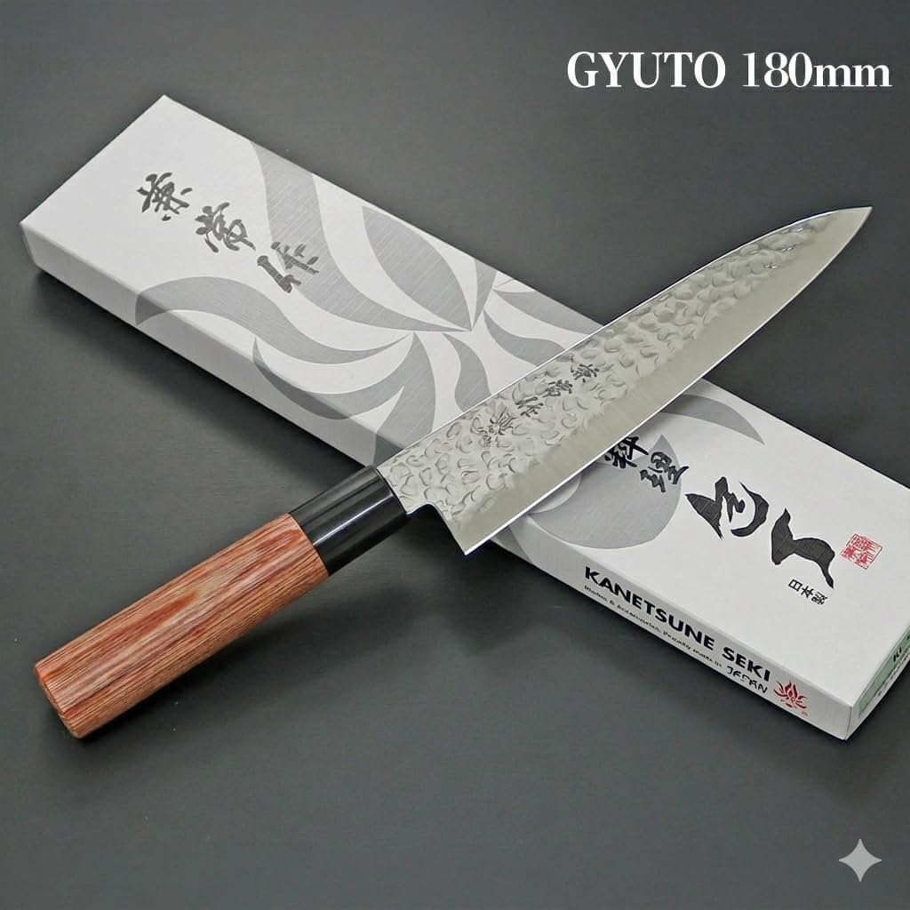 Kanetsune Seki KC-951 Gyuto 180mm Tsuchime DSR-1K6 Stainless Steel Knife, Made in Japan