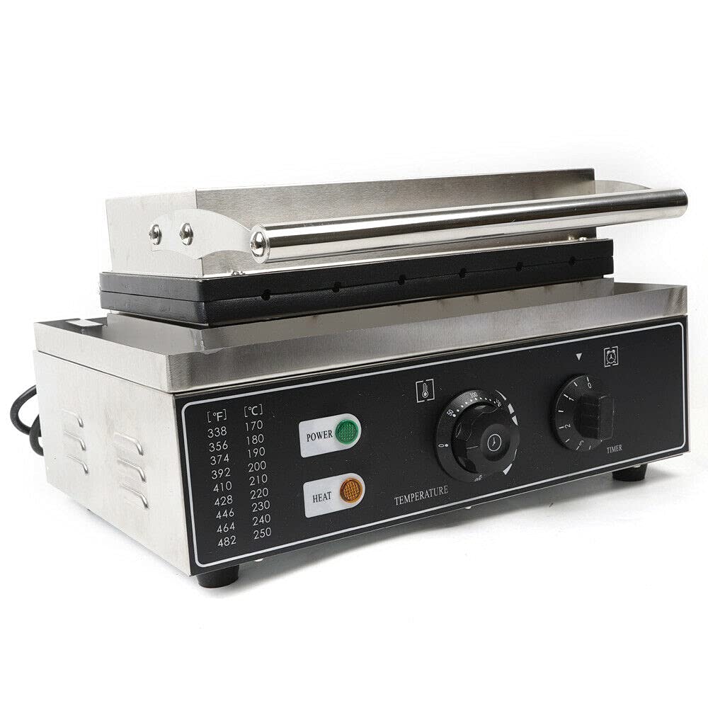 Elektryczna gofrownica ze stali nierdzewnej, 1500 W, 6 sztuk, nieprzywierająca, gofrownica z timerem i przyciskiem regulacji temperatury, wyświetlacz koloru pieczenia