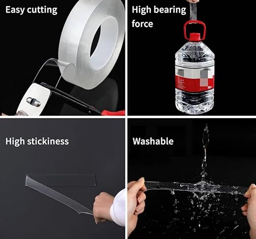 Miniatura 9 de Coutelle - Cinta adhesiva extra grande de doble cara, cinta de montaje transparente, tiras adhesivas para colgar cuadros, cinta adhesiva extraíble