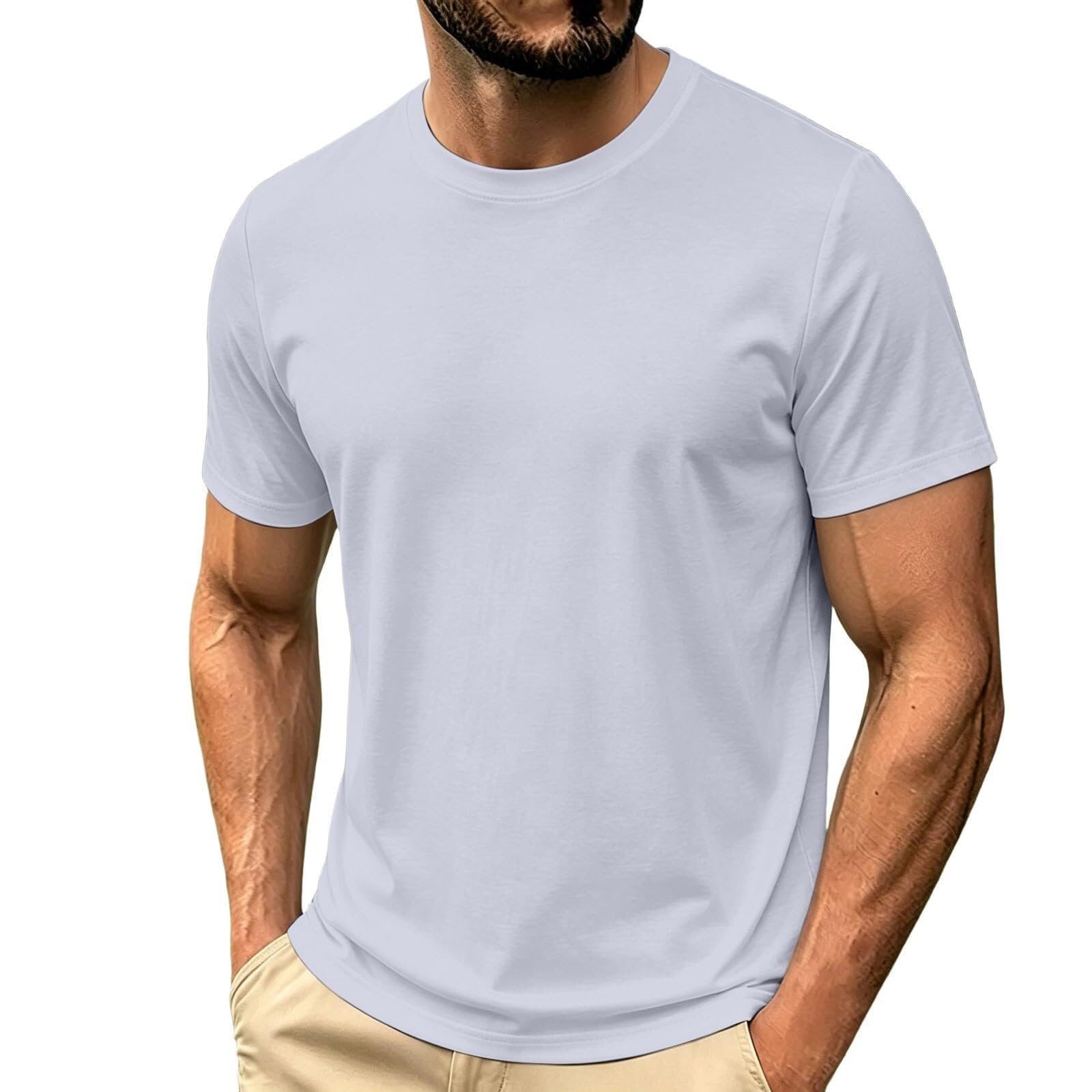 Maglietta da uomo, slim fit, basic, a maniche corte, elasticizzata, traspirante, per lo sport