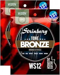 Kit Com 02 Jogos De Cordas Para Violão Aço Strinberg 012