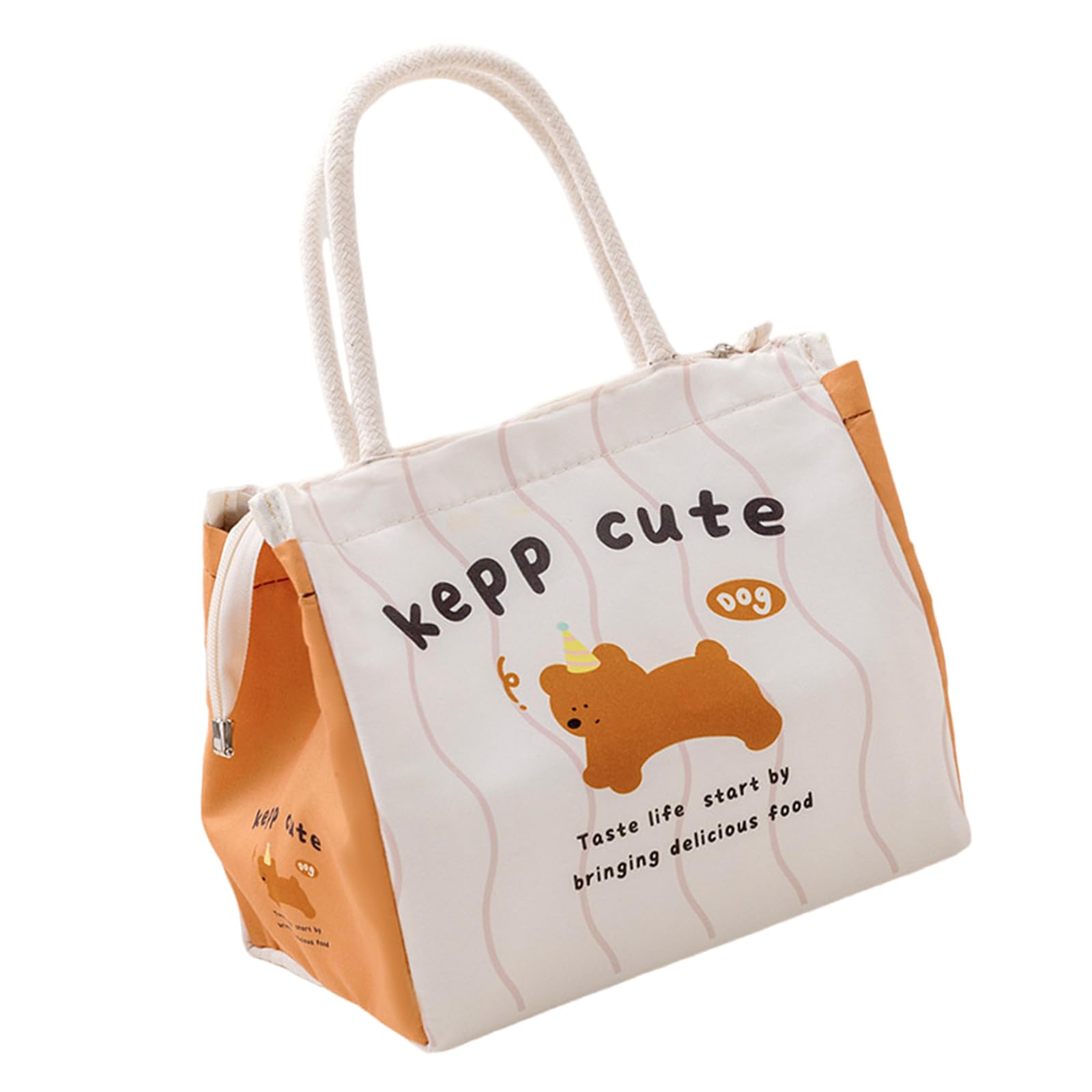 Lovely Bear Insulated Lunch Bag Oxford Polyester Lunch Handbag School Picnic Travel Bag