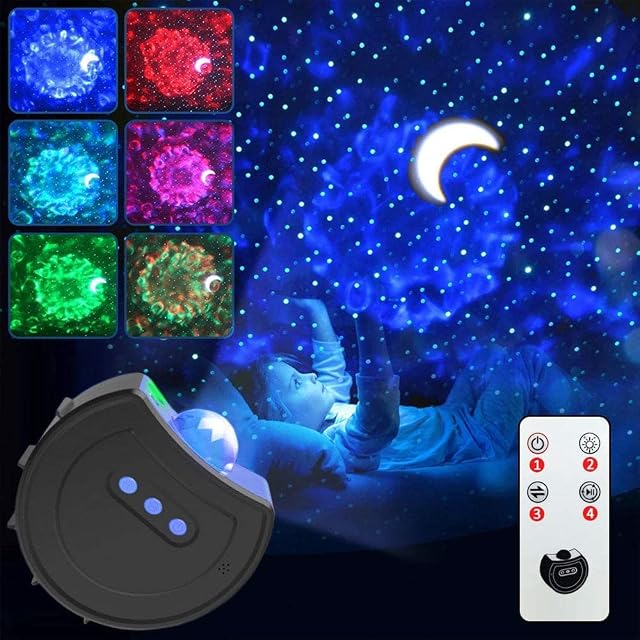 LED Star Projector Night Light, 3 in 1Galaxy Projector Light with Colorful Nebula Cloud/Ocean Wave, Remote Control, Ideal for Kids, Baby, Adults, Bedroom, Holidays