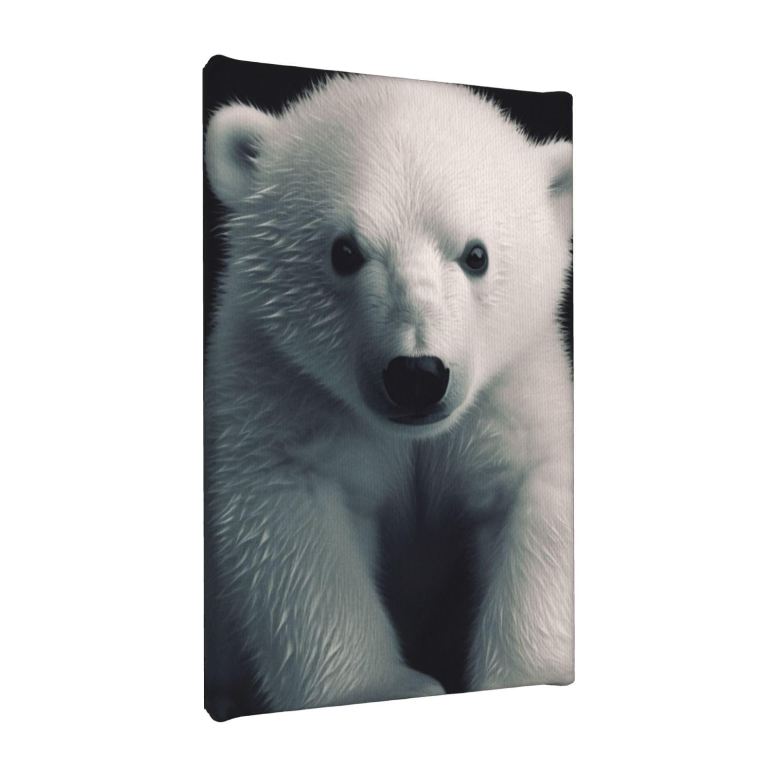 YKLJG polar bear Printed Wall Art Canvas Painting 20x30 CM Wooden Framed Picture Painting Artwork Prints for Bedroom Kitchen Home Office Decor