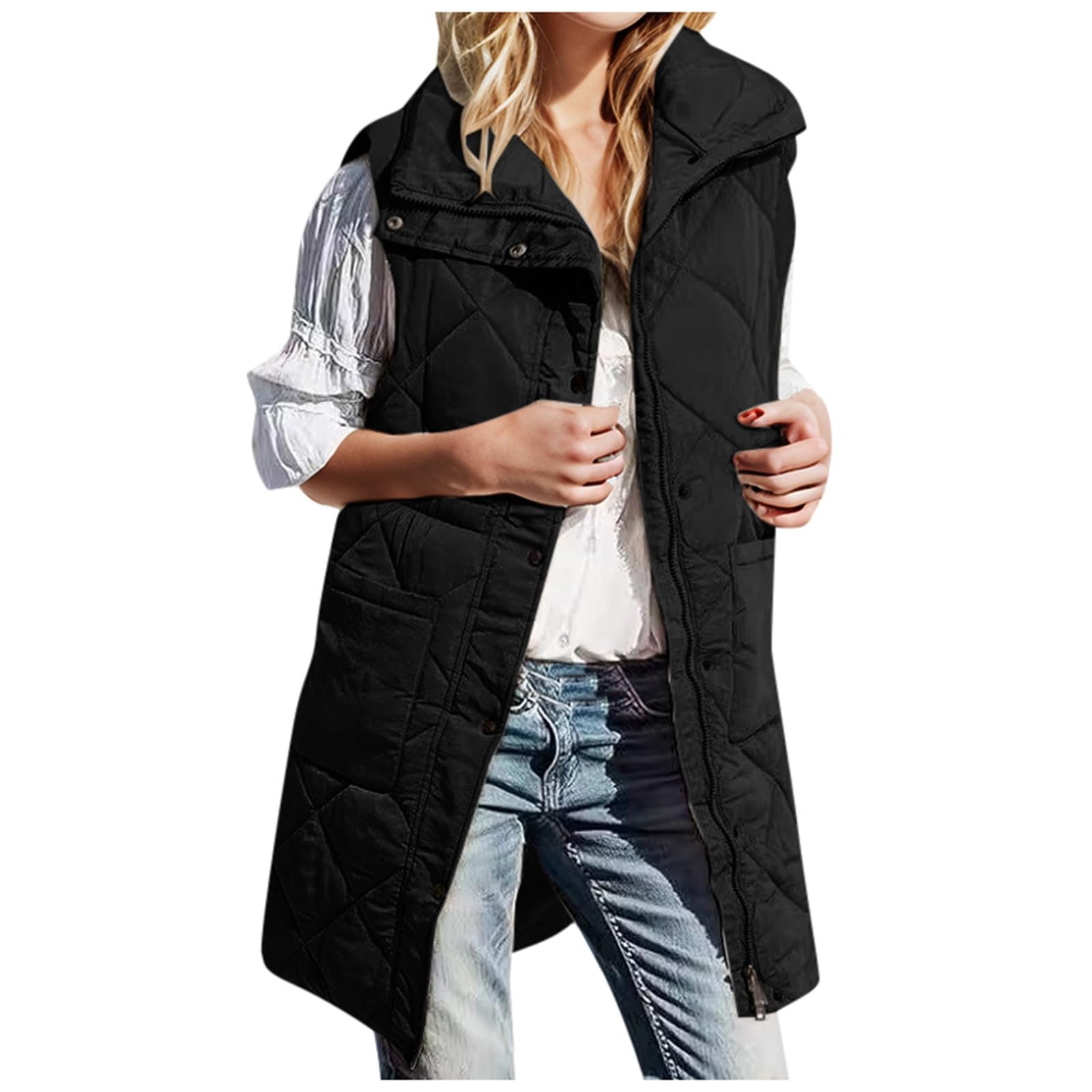 Genérico Chaleco Mujer Invierno,Chaqueta acolchada sin Mangas chaqueta de entretiempo gran tamaño talla grande Acolchado Plumas ropa para exteriore