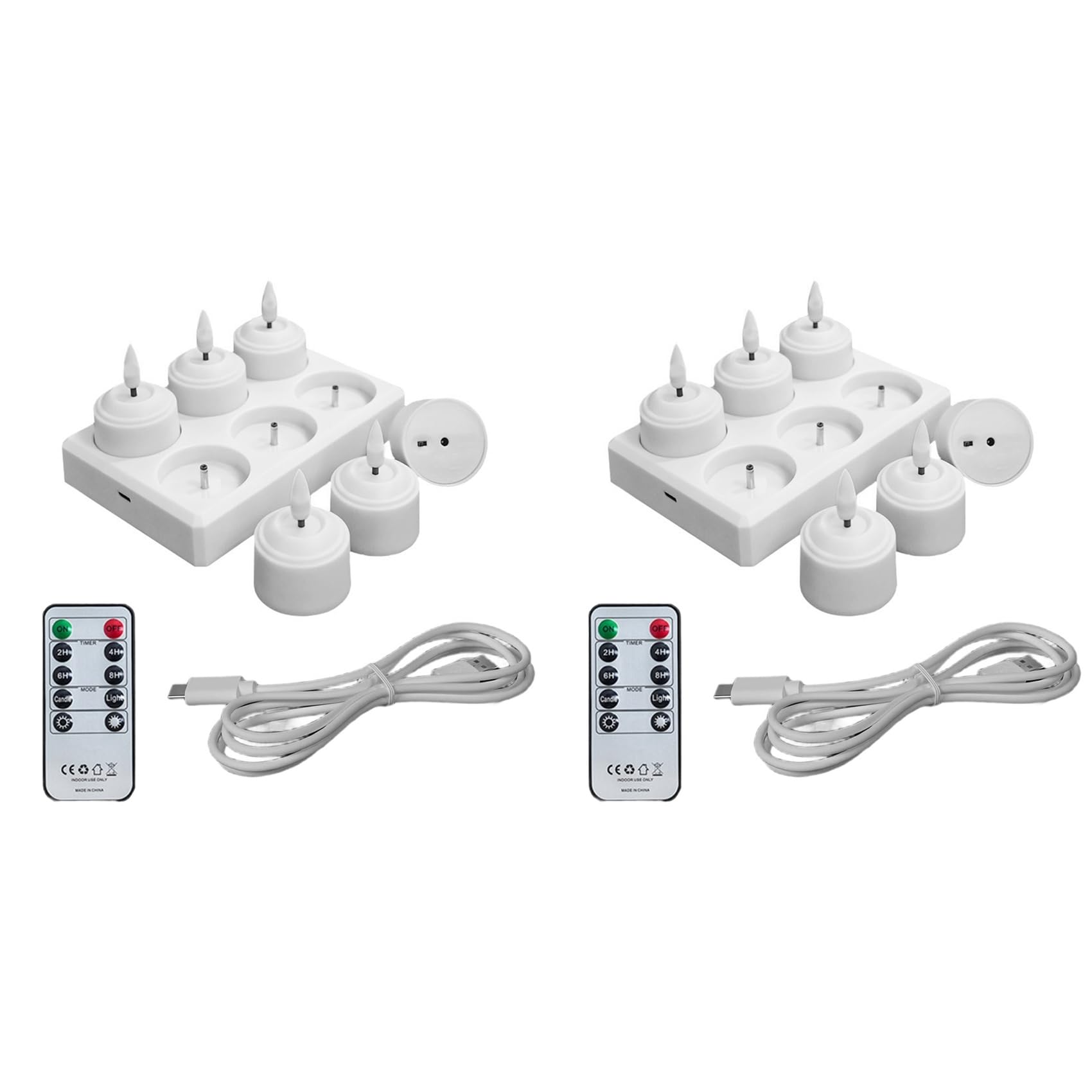 Vjsujehgy 12Pcs Flameless Tea Lights Candles with Charging Station Remote Control LED Tea Lights Candles for Halloween Anniversary