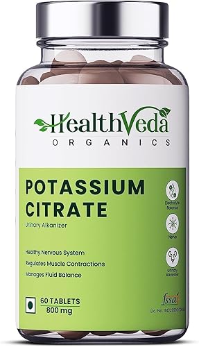 Citrato de potasio 800 mg (60 tabletas vegetales) 100% herbario sin efectos secundarios conocidos - por Exportmart