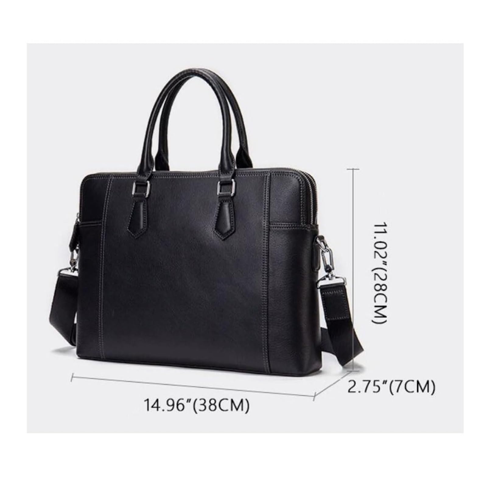 Porte-documents fin en cuir noir for homme et femme for ordinateur portable