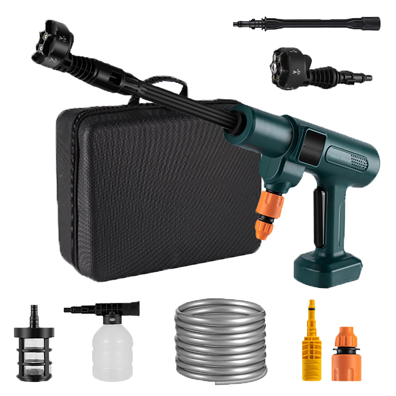 KACBFEE Cordless Pressure Washer 15bar Portable Electric High Pressure Cleaner 300w Power Jet Wash Gun With 6 In 1 Nozzle 5m Hose For Car Patio Garden