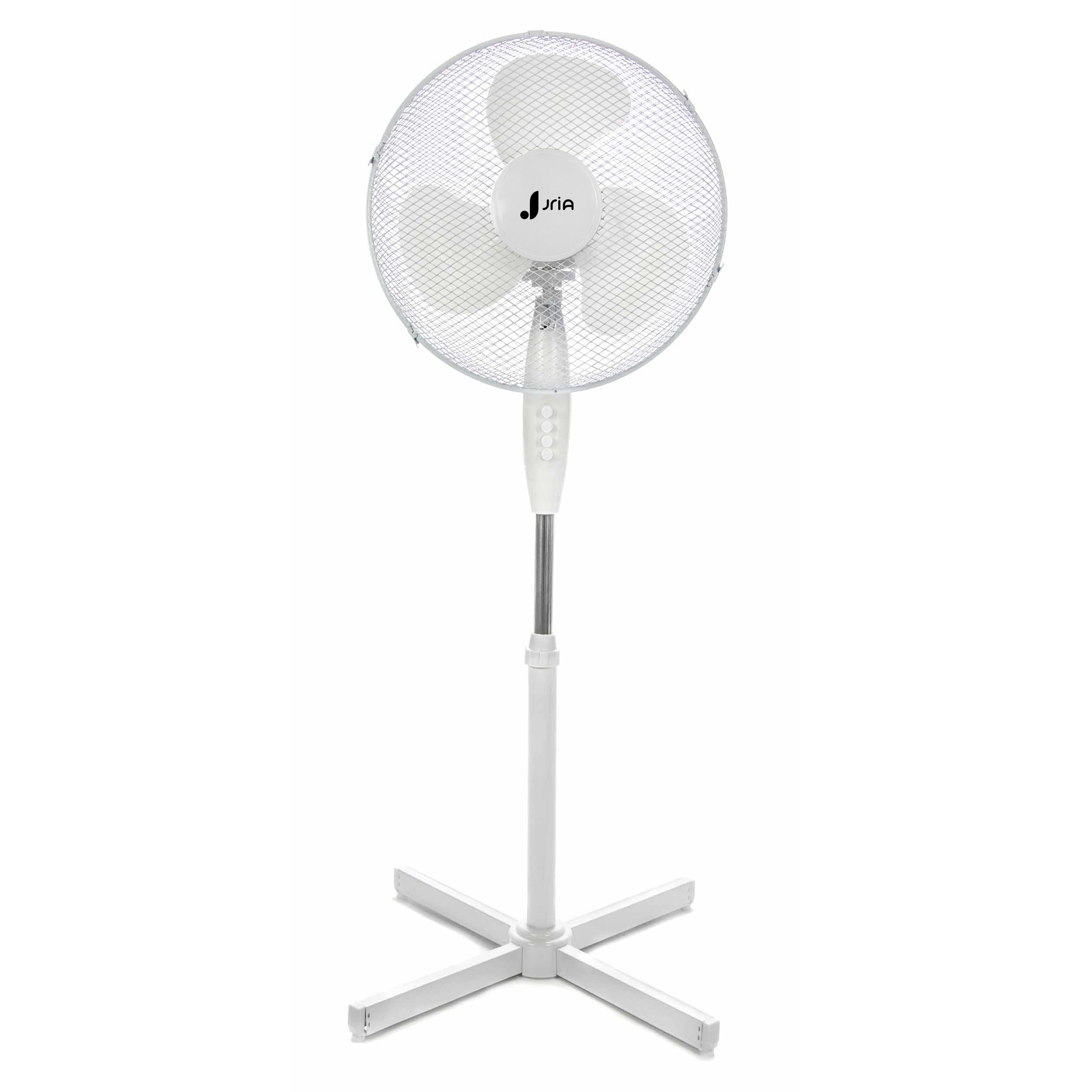 16” Inch Oscillating Pedestal Air Cooling Electric Fan 90°Oscillation 3 Speed Control Adjustable Extendable Stand Hot Summer Air Cooling Electric Portable Stand Fan (16 Inch Without Remote, White)