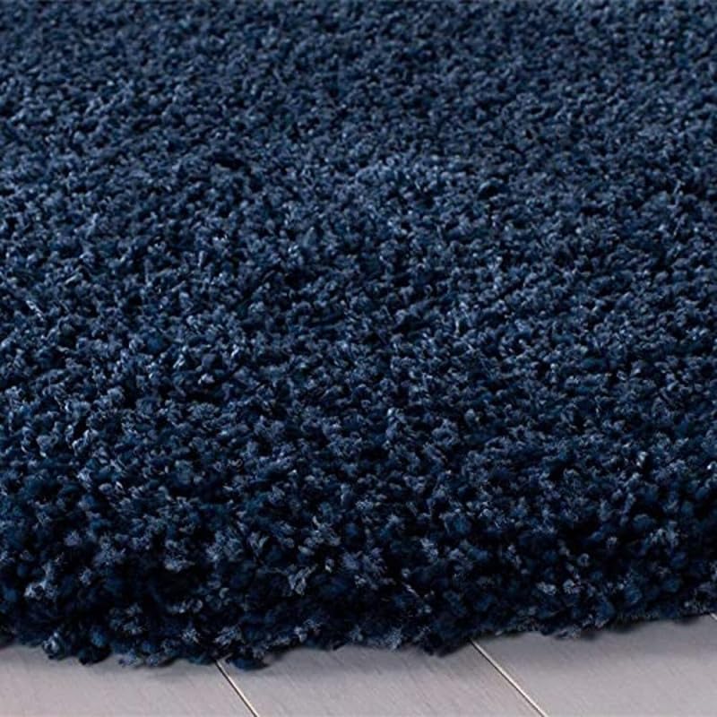 Image of FIASCO Polyester Shaggy Bedside Runner, Soft Indoor Modern Shaggy, Soft Rugs for- Living Room, Dinning Room, Office, Bedroom & Hallway Carpet Rugs Size 3X5 Blue Dark Blue