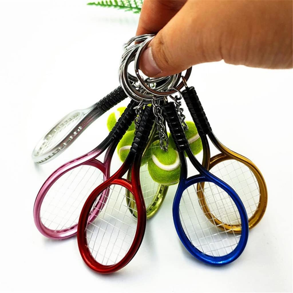 6 Pezzi Mini Racchetta da Tennis Portachiavi con Ciondolo a Forma di Palla, Accessori per la pubblicità Sportiva, Souvenir per Tifosi