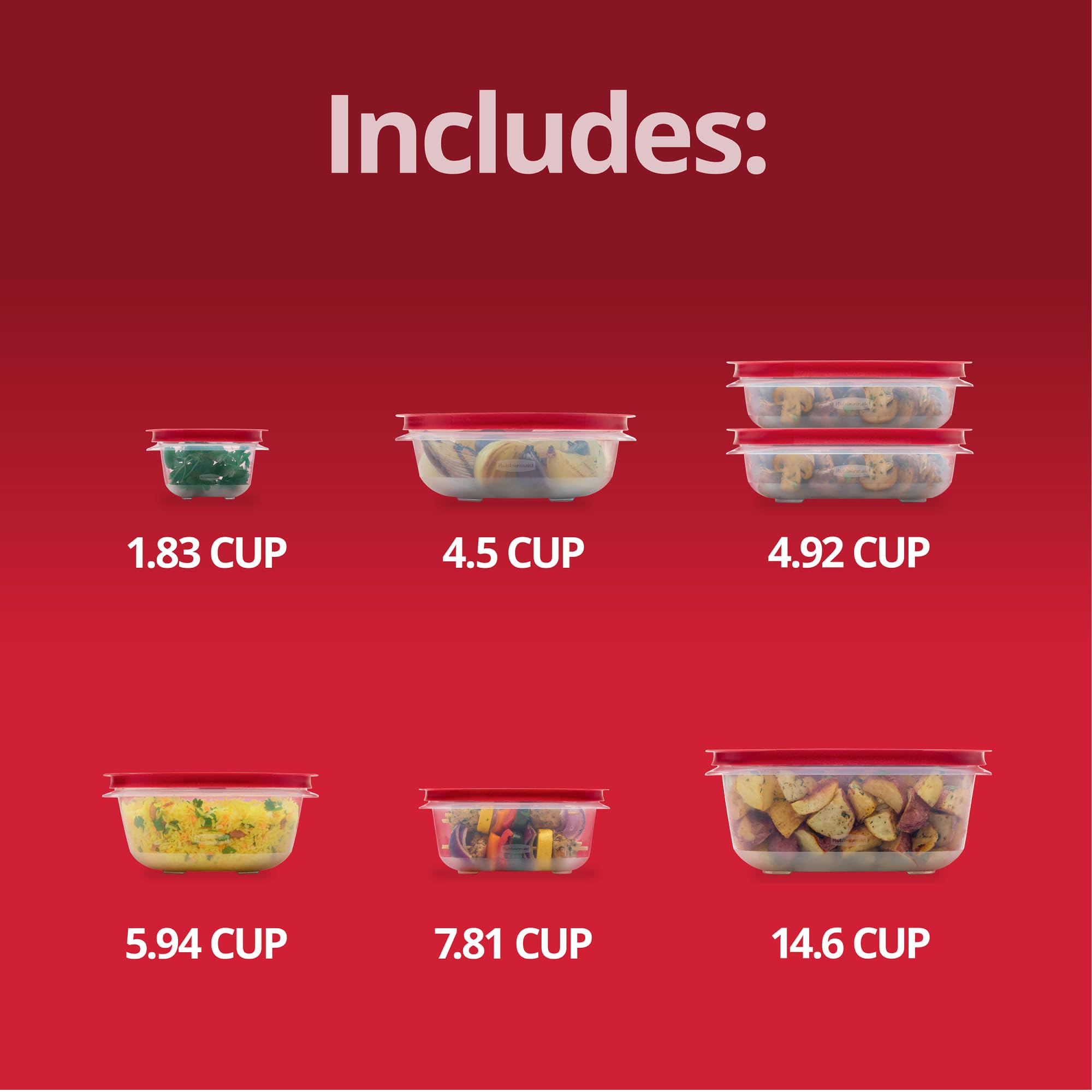 Rubbermaid EasyStore Quadratische und runde Behälter 14-teiliges Set Frischhaltedosen Frischhaltedosen Frischhaltedosen mit Deckel