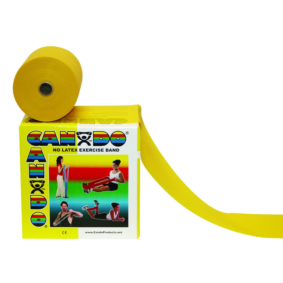Cando 10-5621 Yellow Latex-Free Exercise Band, X-Light Resistance, 50 yd Length