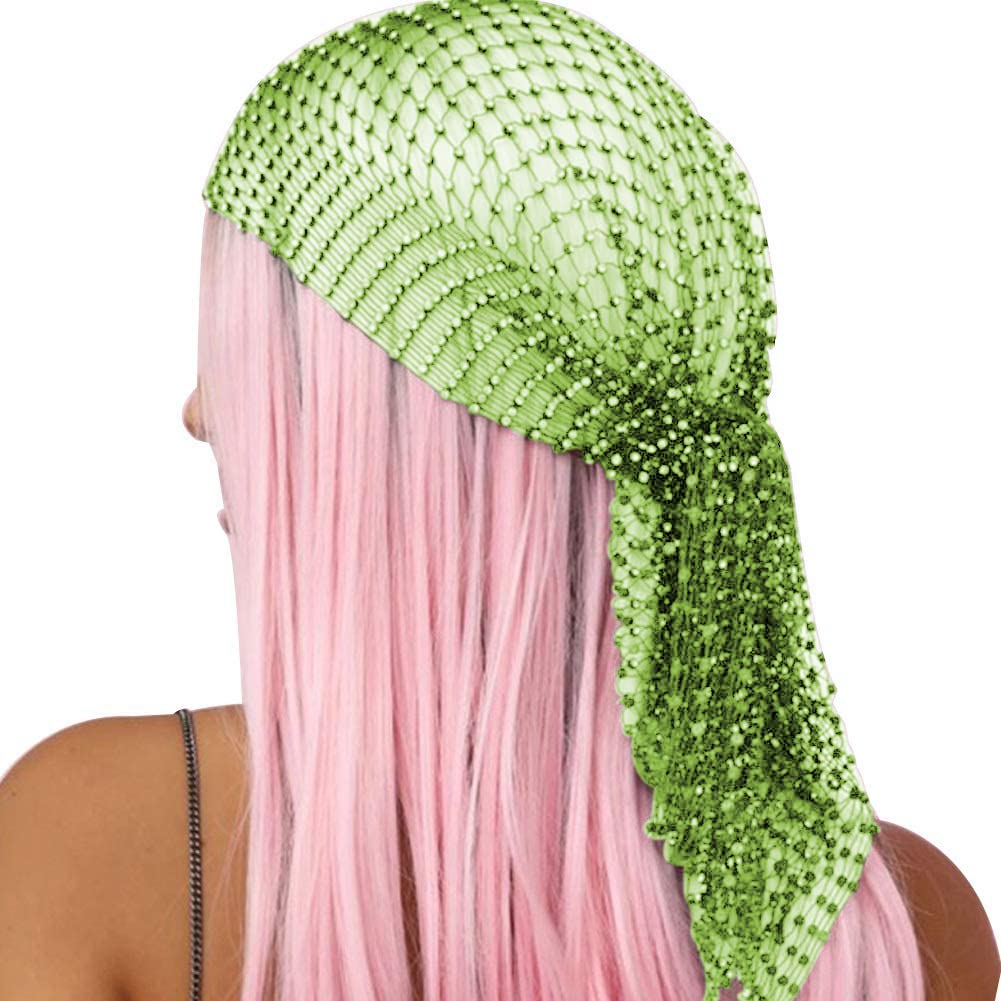 AIBEARTY Women Mesh Rhinestone Headbands Glitter Hollow Out Hairbands Crystal Headscarfs Wrap for Rave Party Festival Nightclub
