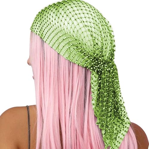 Miniatura 5 de AIBEARTY Diademas de malla con diamantes de imitación para mujeres y niñas, bandas anchas con purpurina para el cabello, turbante elástico, pañuelo